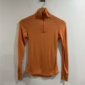 Ibex Women Light Orange Baselayer 1/4 Zip Size Small